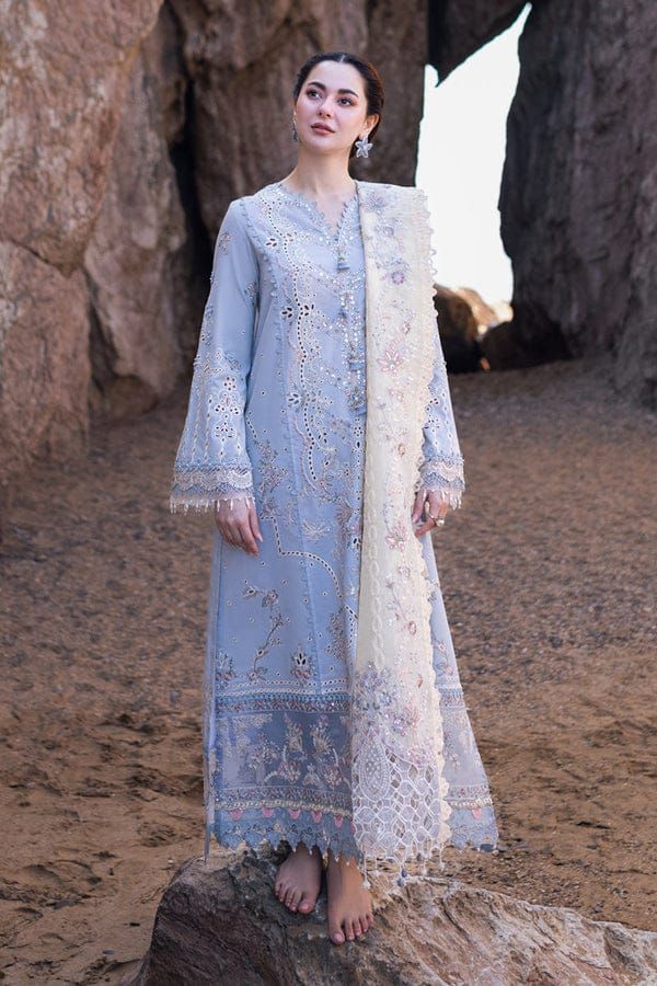QALAMQAR  Chikankari  Cotton 3 piece Unstitched