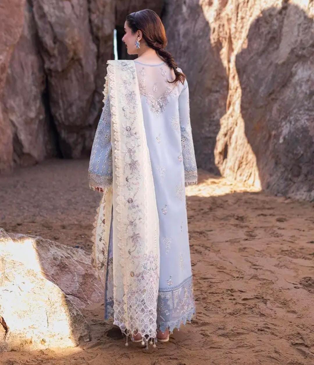 QALAMQAR  Chikankari  Cotton 3 piece Unstitched