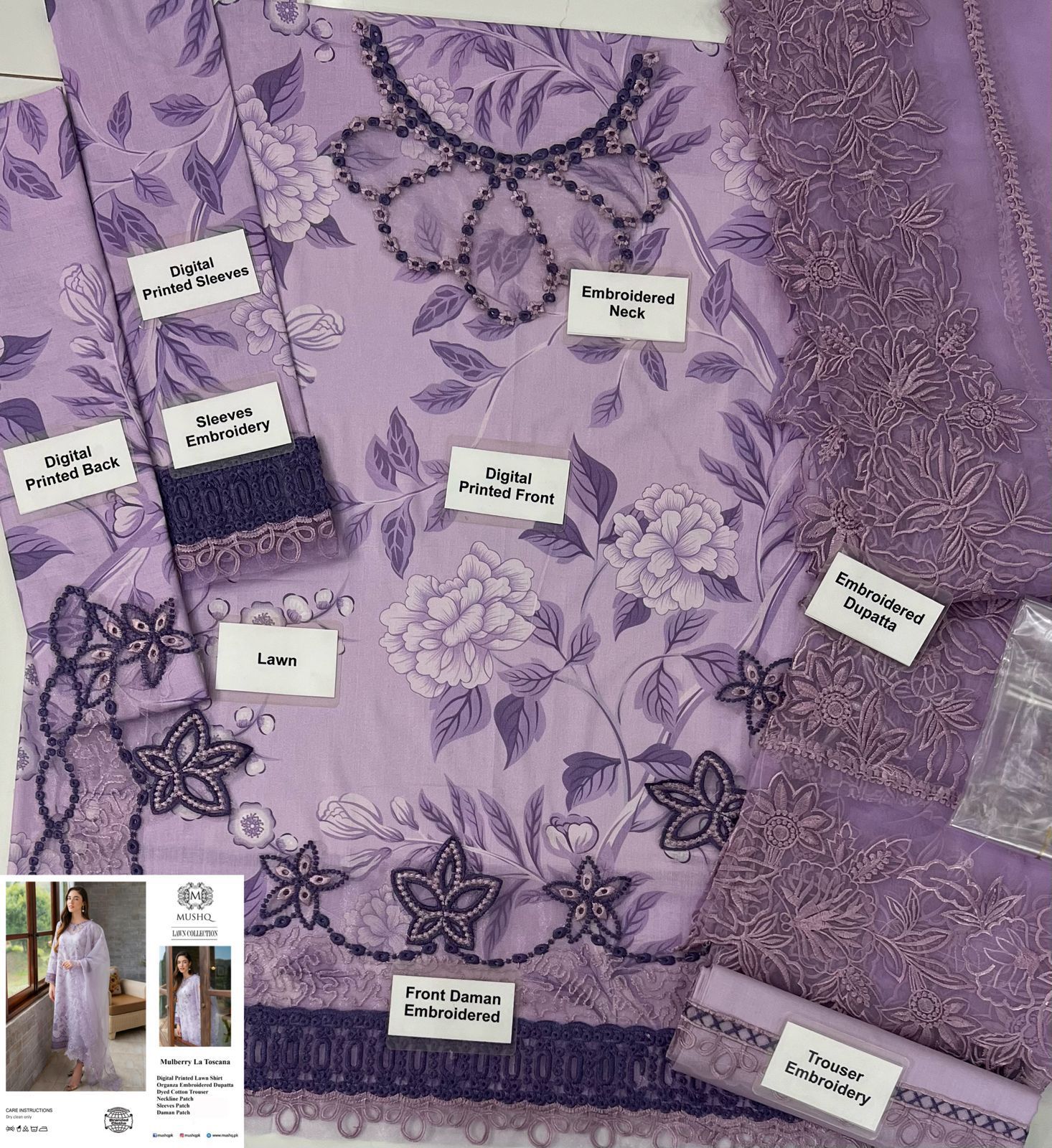 MUSHQ Unstitched 3 Piece Lawn