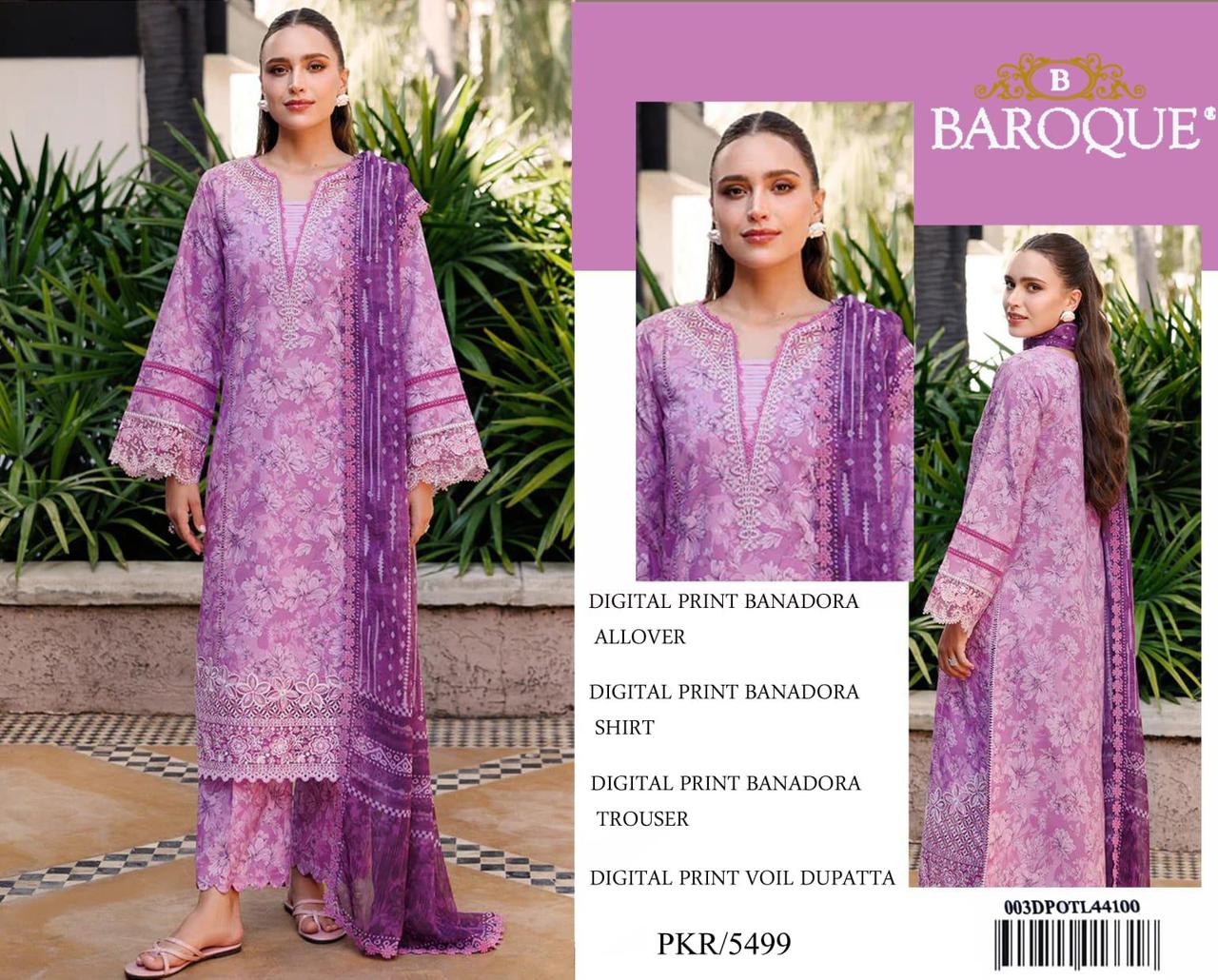 BAROQUE Printed 3 Piece Unstitched Lawn