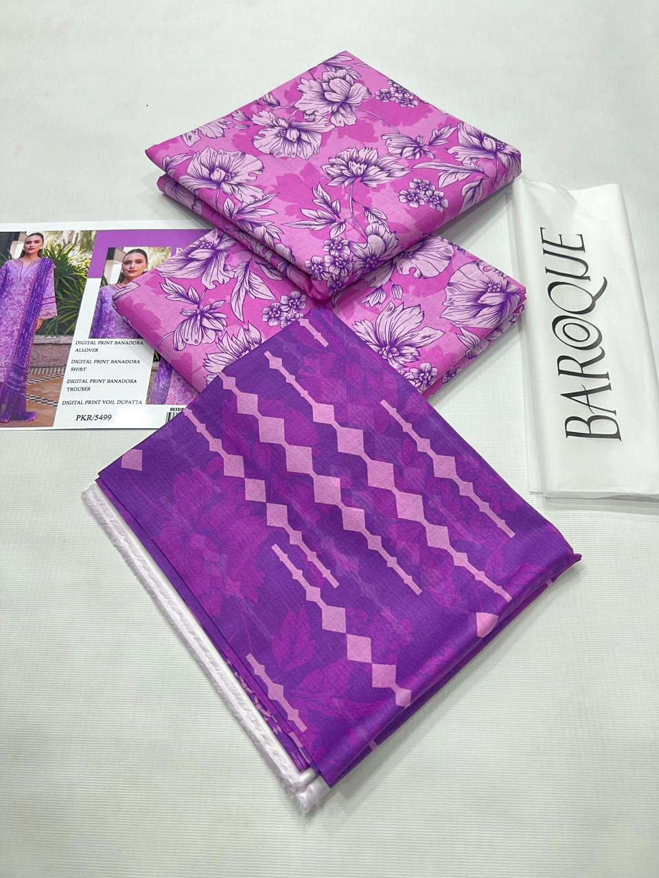 BAROQUE Printed 3 Piece Unstitched Lawn