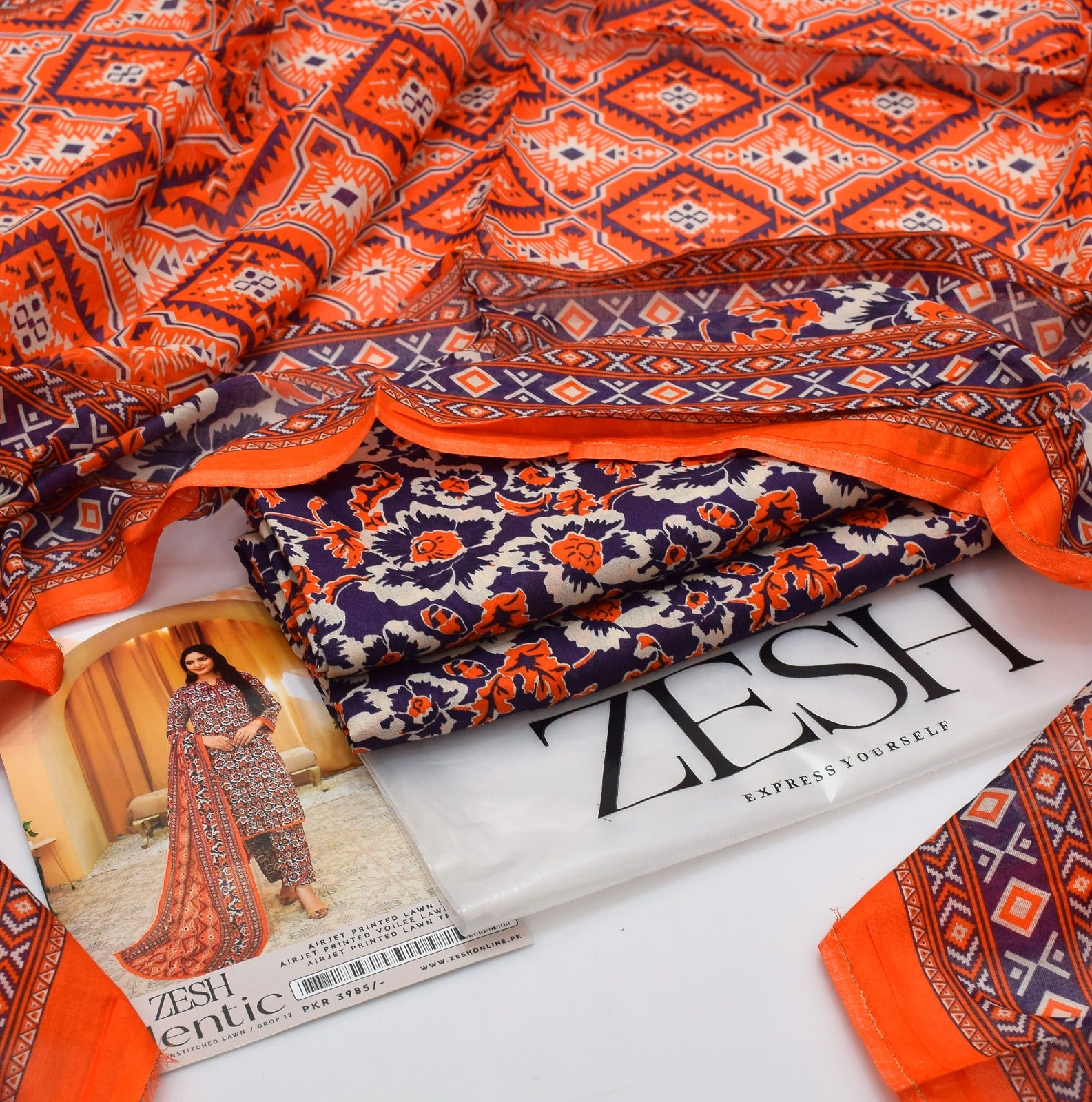 ZESH Printed 3 Piece Lawn