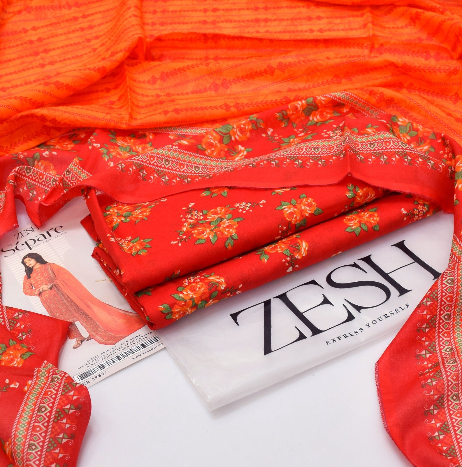 ZESH Printed Unstitched Lawn