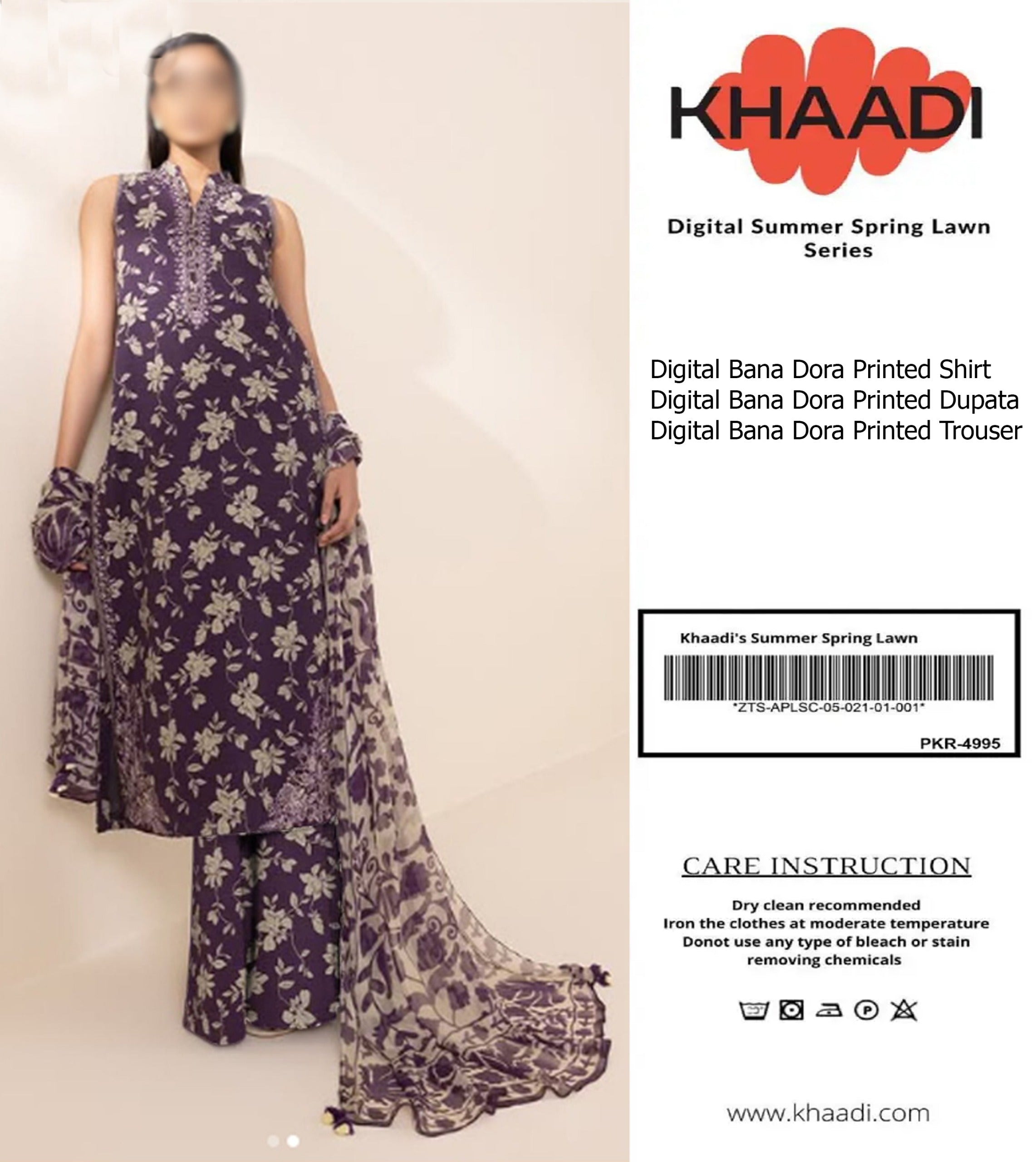 KHAADI 3 Piece Unstitched Lawn